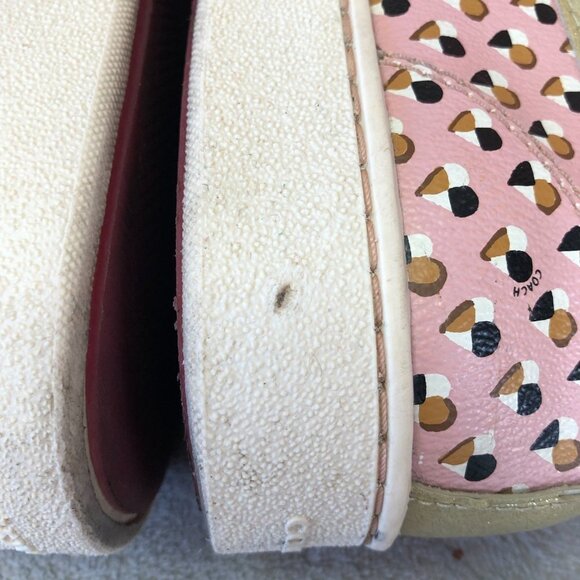 Coach Heart Print Blush Pink Gold Trim Heart Slip On Shoes Size 10B - Picture 11 of 16